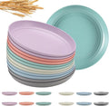 12 Pcs Unbreakable Deep Dessert Plates Set, 8 inch Reusable Plastic Wheat Straw Plates, Microwave and Dishwasher Safe Plate for Kitchen, Lightweight Plate for Dessert, BPA Free, 6 Colors