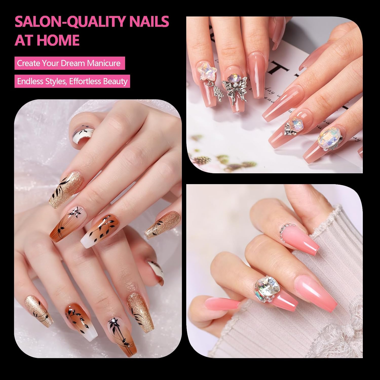 Long Coffin Nail Tips 500PCS, Clear Acrylic Full Cover Gel Press on Nail Tips for DIY Salon, 10 Sizes Pre-Shaped False Nails with Glossy Finish, Professional Manicure Kit & Easy Application-BrightBean Baby