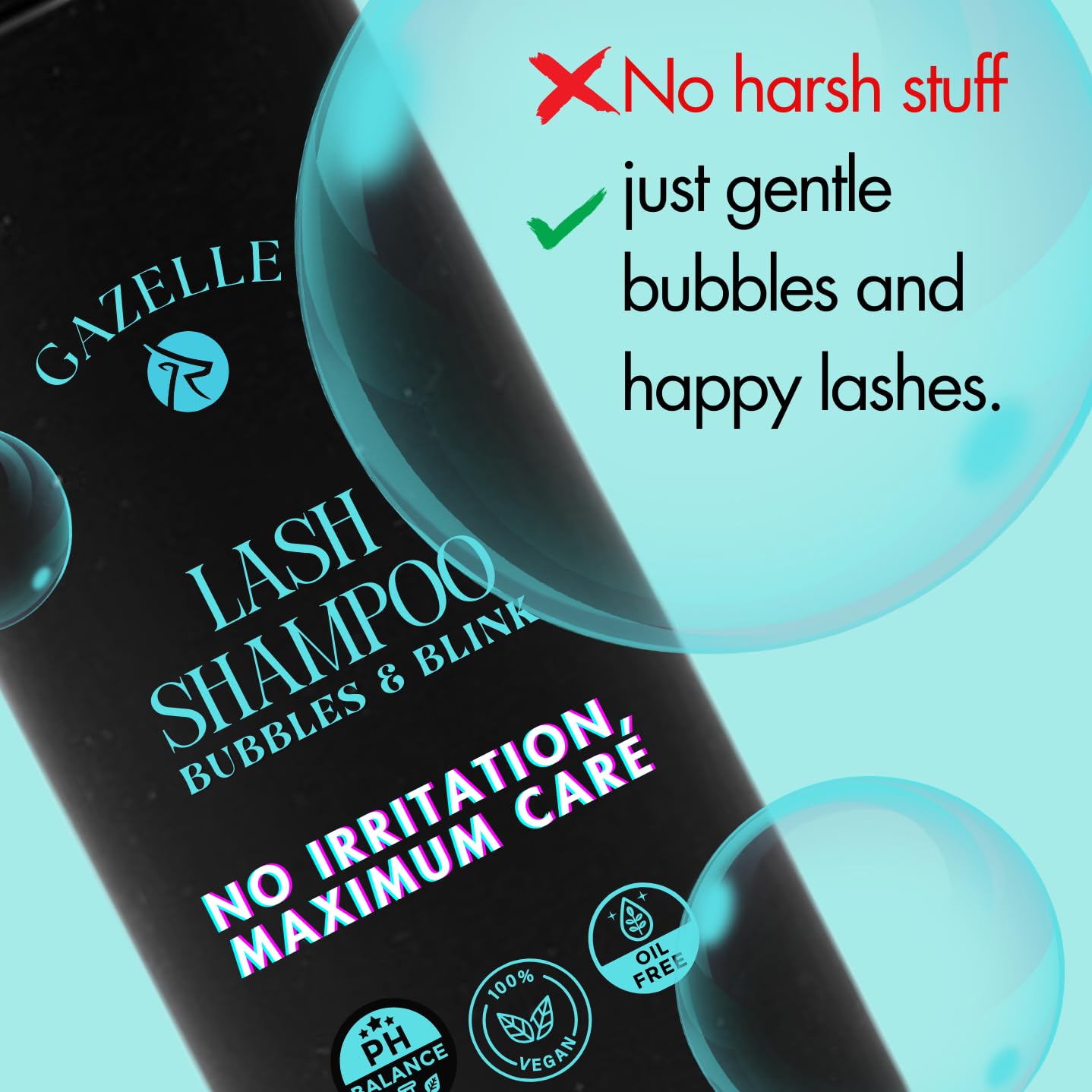 Gazelle Lash Shampoo with Brush – Gentle, Oil-Free Foaming Eyelash Extension Cleanser & DIY Lashes – Lash Cleaning Kit Removes Makeup, Dirt & Oil – No Irritation, No Burning – Salon & Home Use-BrightBean Baby