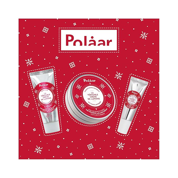 Polåar - The Genuine Lapland Cream with 3 Arctic Berries Gift Set - Hand Cream + Face Cream + Lip Balm - 3 Natural Moisturizing Skin Care - Vegan, Cruelty Free, Made in France-BrightBean Baby