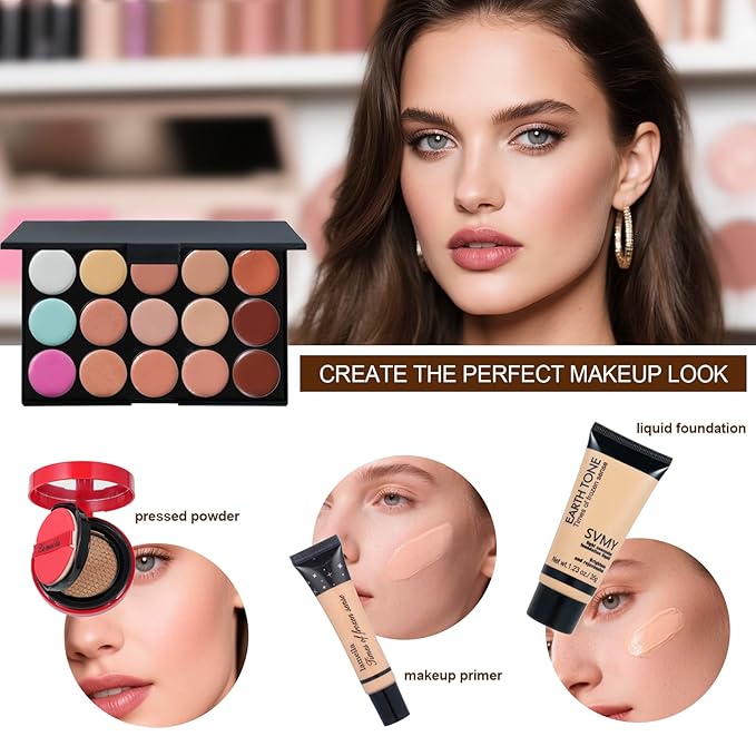 All in One Makeup Kit for Women Full Kit,Travel Makeup Set,Makeup Gift Set for Girls & Teen,Professional Makeup Kit Includes lash Clusters Kit Eyeshadow Lipstick Brow Pencil Eyeliner Brush Set-BrightBean Baby