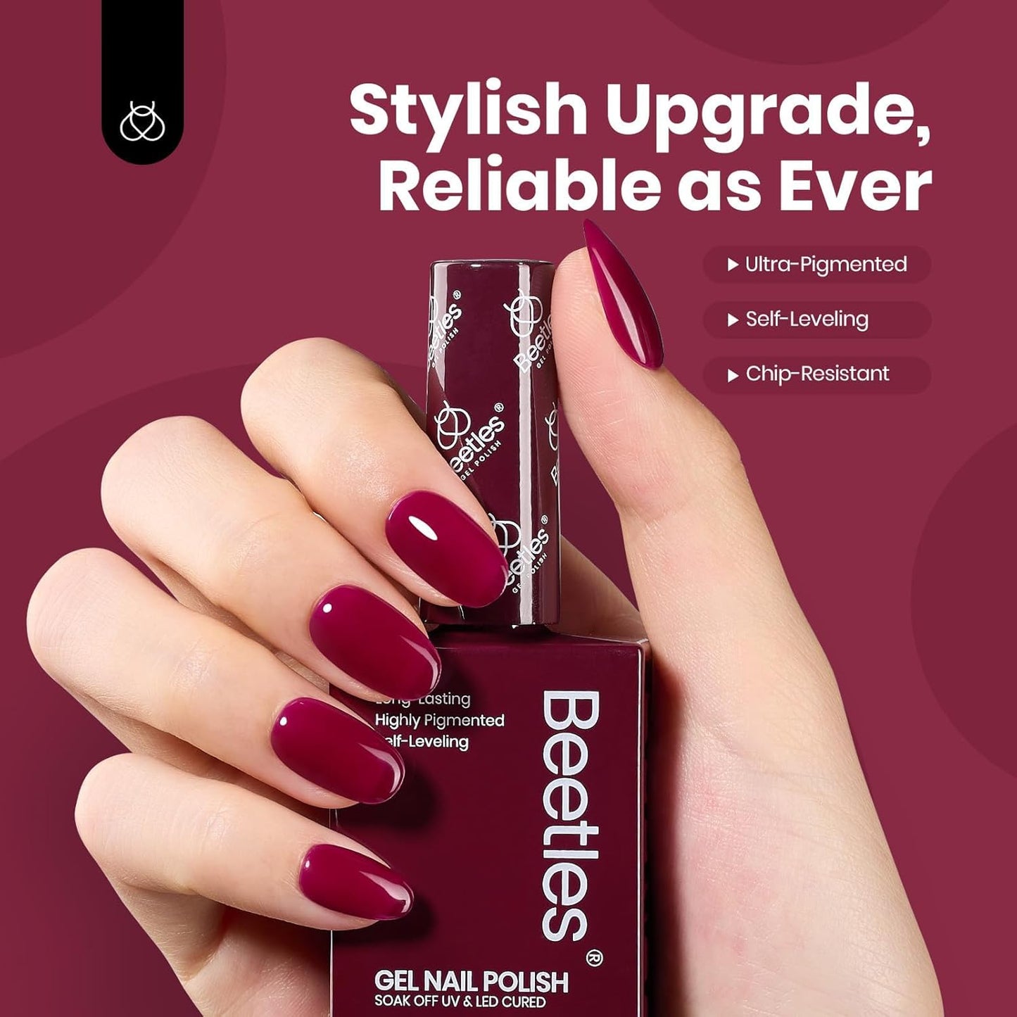 Beetles Dark Red Gel Nail Polish - 15ML Maroon Red Translucent Sheer Jelly Nail Polish Soak Off UV Lamp Colorful Bottle Gel Nail Art Salon DIY Home Manicure Gift for Women-BrightBean Baby