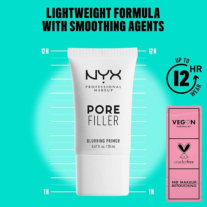 NYX PROFESSIONAL MAKEUP Pore Filler Blurring Primer and Targeted Primer Stick Bundle, Vegan Face Primers-BrightBean Baby