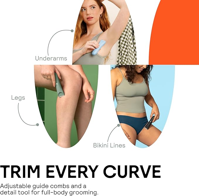 MERIDIAN Slimmer Trimmer – Electric Razor for Women, Bikini Line & Pubic Hair Trimmer, Rechargeable & Waterproof, Painless, Flawless Shave for Sensitive Skin, Gentle, Quiet & Travel-Friendly, Sage-BrightBean Baby