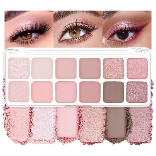 AMY'S DIARY 12Color Light Pink Purple Eyeshadow Palette, Long-Lasting, and Highly Pigmented. Elevate Your Eye Makeup– Unleash Your Unique Style (07#)-BrightBean Baby