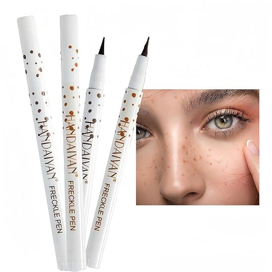 Freckle Pen 2 Colors, Natural Lifelike Freckle Makeup Pen Magic Freckle Color,Waterproof Longlasting Soft Dot Sopt Pen,for Natural Effortless Sunkissed Makeup-Chestnut&Dark Brown-BrightBean Baby