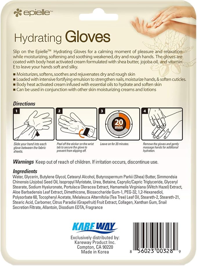 Epielle Hydrating Hand Masks 6 Pairs, Deep Moisturizing Gloves for Dry, Cracked Hands, Relieve and Soften with Shea Butter & Jojoba Oil, Korean Skin Care, Spa Set, Self Care Gifts for Women-BrightBean Baby