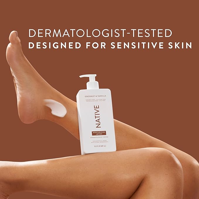 Native Body Lotion Contains Naturally Derived Plant-Based Moisturizers for Women and Men | Restores Dry Skin, Coconut & Vanilla, 16.5 fl oz-BrightBean Baby