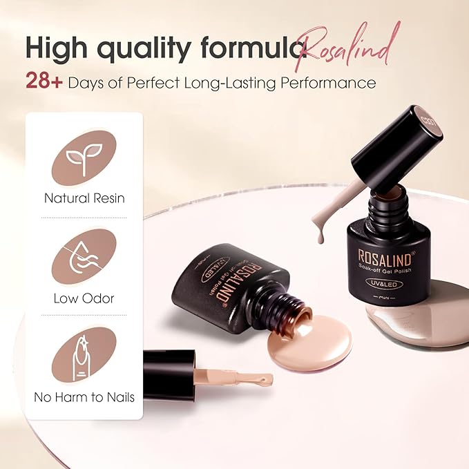 ROSALIND Nude Brown Gel Nail Polish Set, 8 Colors White Nude Brown Gel Polish, Beige Tan Caramel Coffee Gel Polish Collection Nail Art Gift DIY at Home-BrightBean Baby