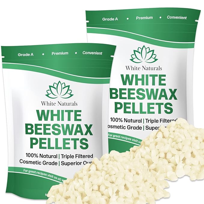 White Beeswax Pellets 2lb (1lb in Each Bag), Pure, Natural, Cosmetic Grade, Organic, Bees Wax Pastilles, 3X Filtered, Great For Soap Making, Candles, DIY Lip Balms, Sunscreen By White Naturals-BrightBean Baby