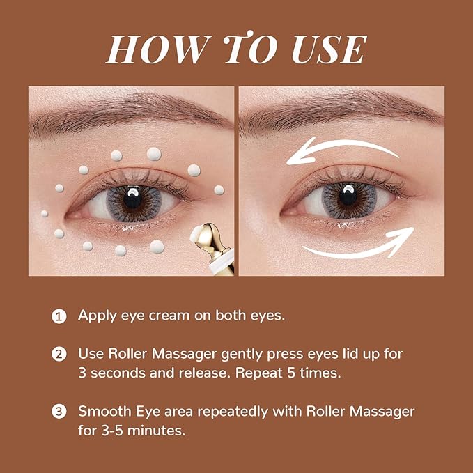 ANAI RUI Caffeine Eye Cream, Niacinamide Eye Cream for Dark Circles and Puffiness, Anti Aging & Friming Eye Cream with Eye Roller, Caffeine Under Eye Cream for Puffy Eyes, Bag Treatment 0.5 FL.OZ-BrightBean Baby