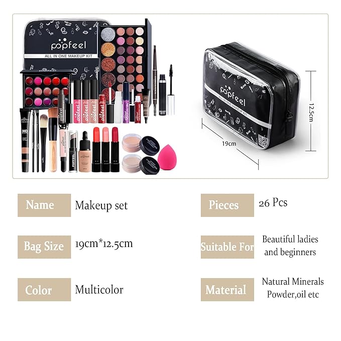 Makeup Kit for Women Full Kit, 26PCS Multi-Purpose Makeup Kit All-in-One Makeup Gift Set Makeup Essential Starter Kit, Compact and Lightweight Design for Girls, Women-BrightBean Baby