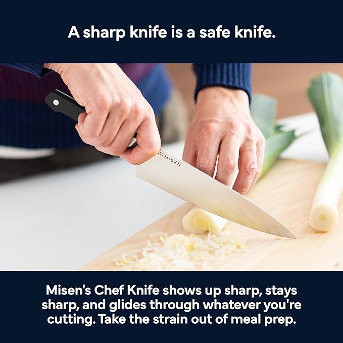 Misen 8" Chef Knife – High Carbon Japanese AUS-10 Stainless Steel – Hybrid German & Japanese Blade – Precision Kitchen Knife for Professionals & Home Cooks – Ultimate Cutting Performance - Black