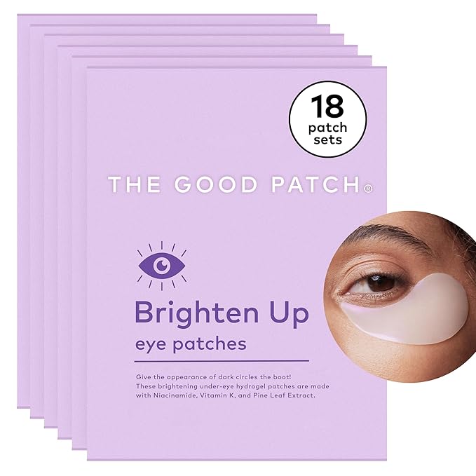 The Good Patch Brighten Up Hydrogel Under Eye Patches for Dark Circles and Puffy Eyes, Made with Niacinamide, Vitamin K, Pine Leaf Extract, Clinically Proven (18 Total Patch Sets)-BrightBean Baby
