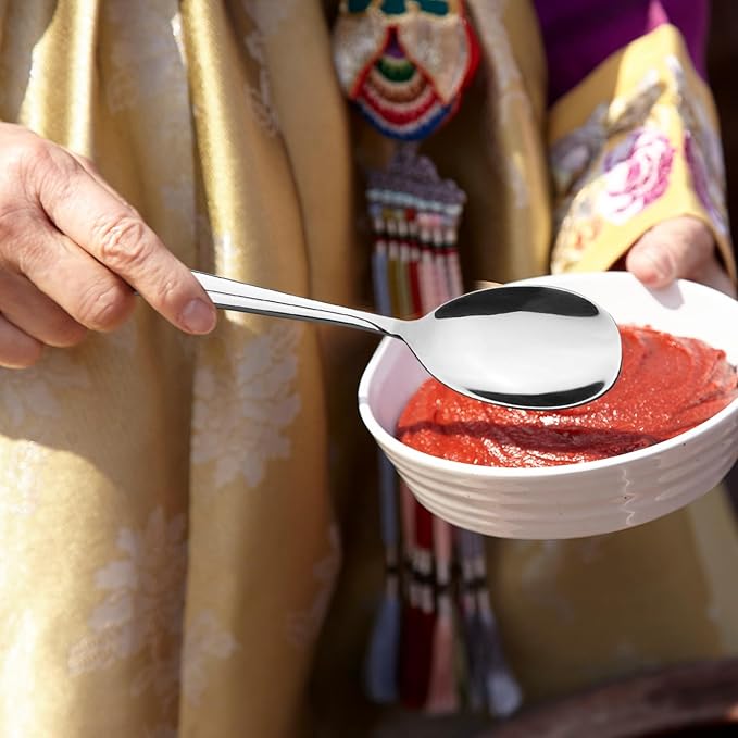 Anbers 8 Pieces Large Serving Spoons, 9.45 Inches, Stainless Steel Catering Serving Spoons