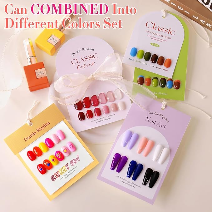 Double Rhythm 28Pcs 0.5Oz Gel Nail Polish Set Same Color Same Bottle Soak Off Gel Polish Kit Nail Art Manicure Salon DIY at Home for Women (Red Pink Collection-T24-4)-BrightBean Baby