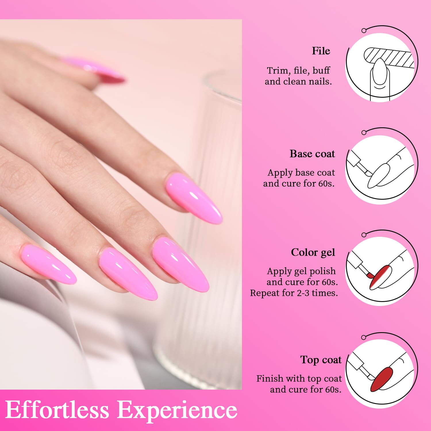 Pink Gel Nail Polish Set, Light/Hot Pink Cherry Blossom Strawberry All Seasons Soak Off Long Lasting Romantic 10 Colors Starter Kit DIY Home Gift for Girlfriend Woman Beginners-BrightBean Baby