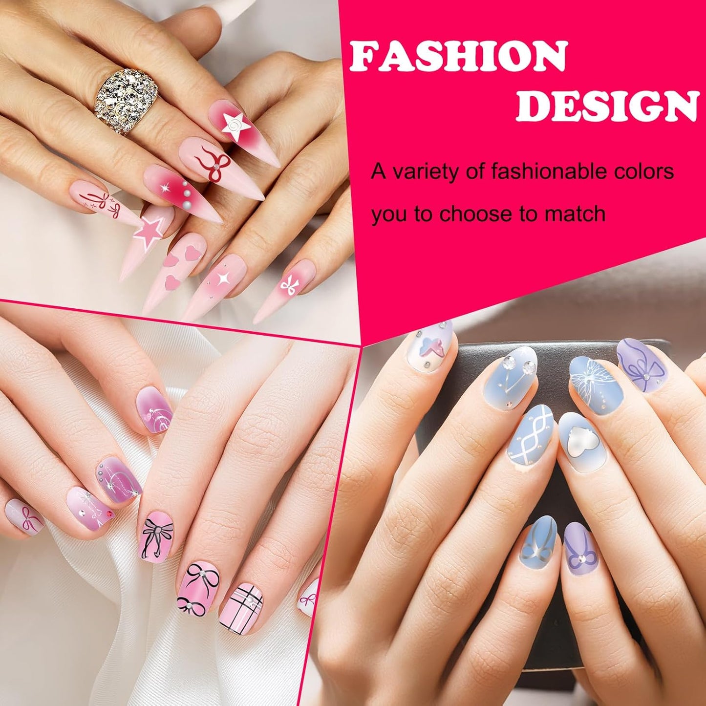 Whaline 6Pcs Coquette Nail Plates Stamping Set Bow Cherry Heart Stamp Templates Nail Art Plates for DIY Print Manicure Salon Design-BrightBean Baby