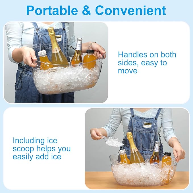 KITHELP 2 PCS Ice Buckets for Parties, 5.5L Ice Bucket with Scoops and Metal Wine Bottle Opener, Mimosa Bar Supplies Beverage Tub for Champagne, Beer, Cocktail