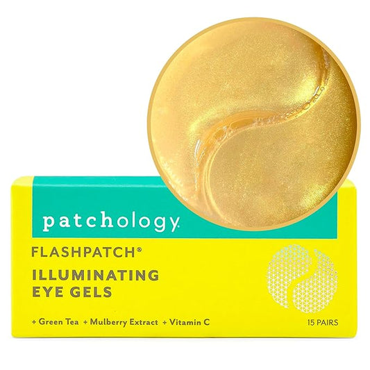 Patchology Eye Masks, Illuminating Under Eye Patches for Dark Circles (15 Pair) Brightening Eye Mask, Vitamin C Serum Eye Bags Treatment for Men and Women, Cooling Gel Pads-BrightBean Baby