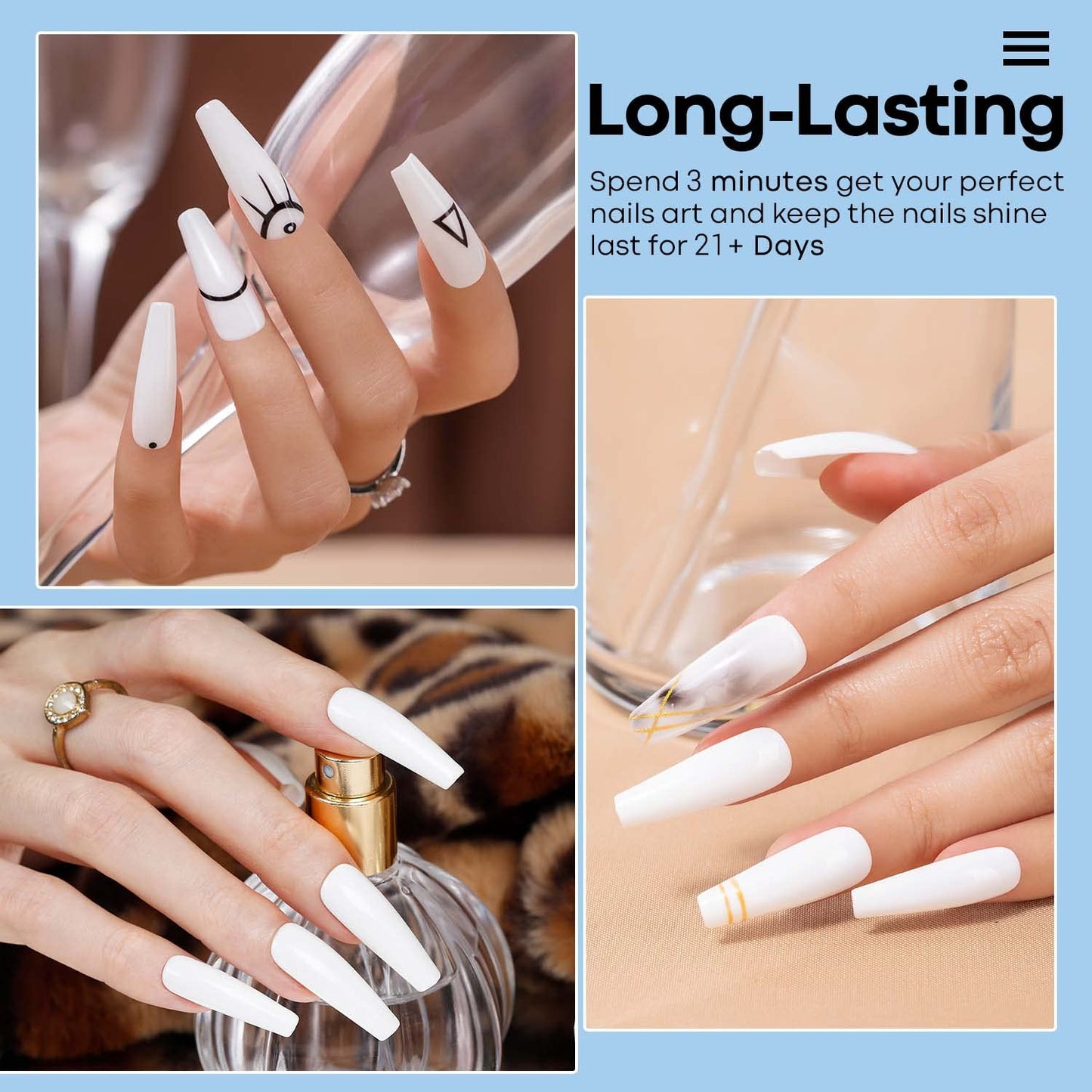 Modelones Dip Powder White Color, Nail Dipping French Nail Art Pro Collection System for Starter Manicure Salon DIY at Home, Odor-Free, Long-Lasting, No Needed Nail Lamp Cured, 1 Oz-BrightBean Baby