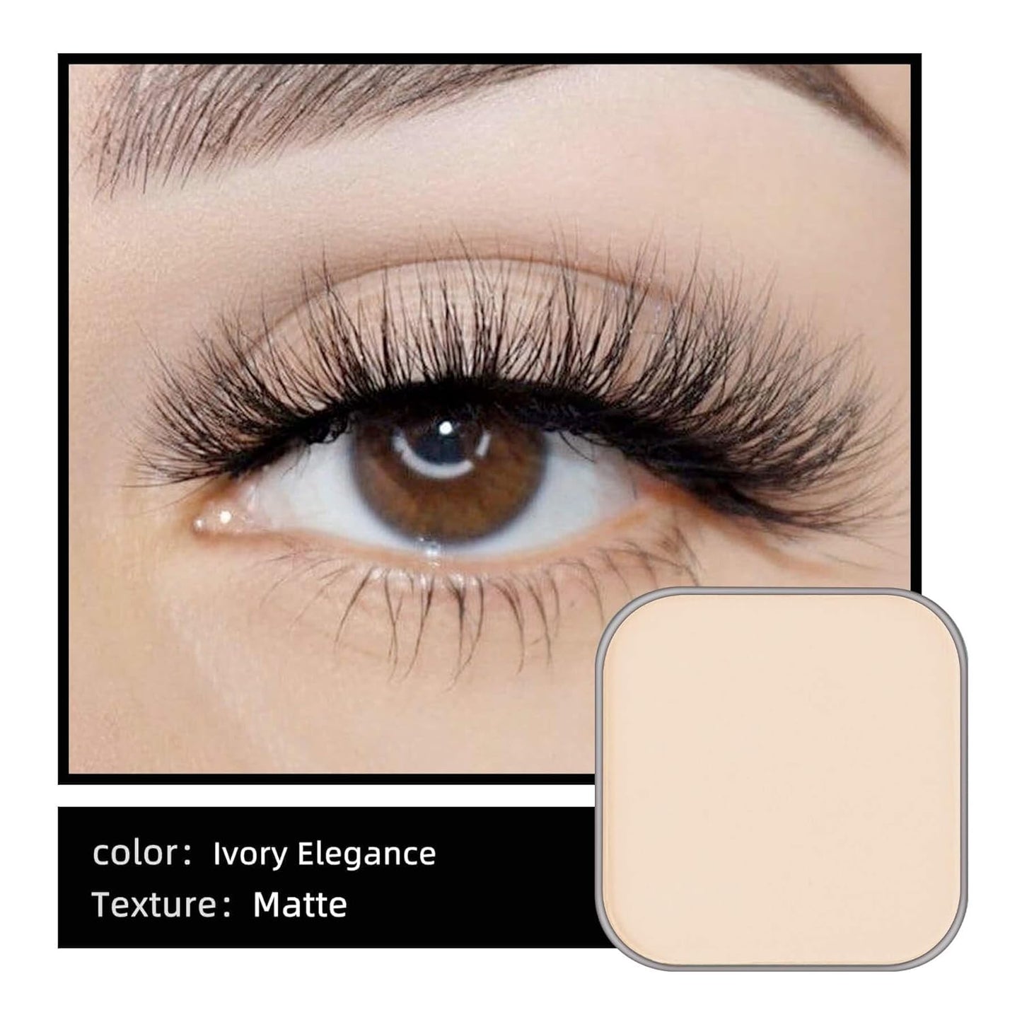 Single Matte Eyeshadow with Metal Pan, Long-lasting Natural Nude Color No-Makeup Look, Palette Refill, Base Eyeshadow Powder for Empty Magnetic Palette (Ivory Elegance)-BrightBean Baby