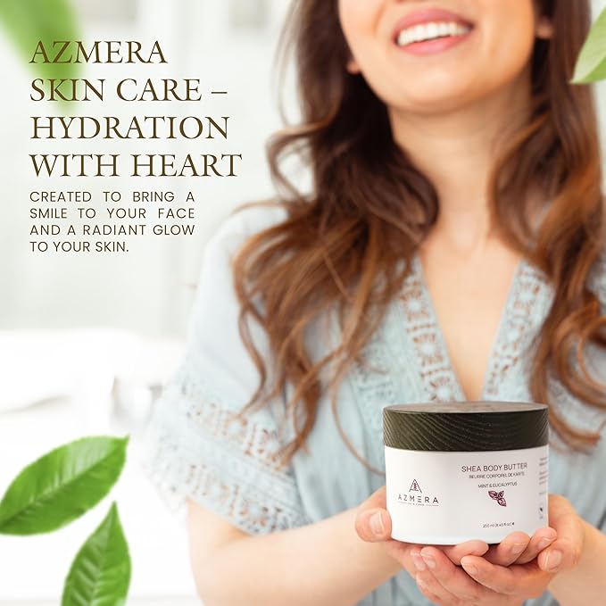 AZMERA Handcrafted Whipped Shea Body Butter – Luxurious Moisturizer for Dry, Sensitive Skin with Bergamot, Argan Oil & Vitamin E – Vegan, Non-Greasy Skincare – 8.82 oz-BrightBean Baby