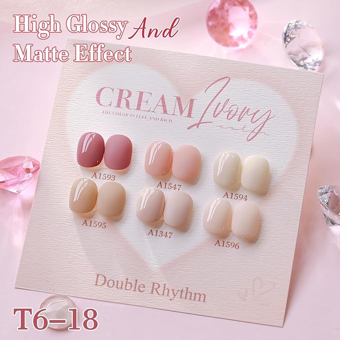 Double Rhythm 6 Pcs 15 ML Gel Polish Set Same Color Same Bottle Soak Off Gel Polish Kit Nail Art Manicure Salon DIY at Home for Women (Light Dark Nude Beige Cream Pink-T6-18)-BrightBean Baby