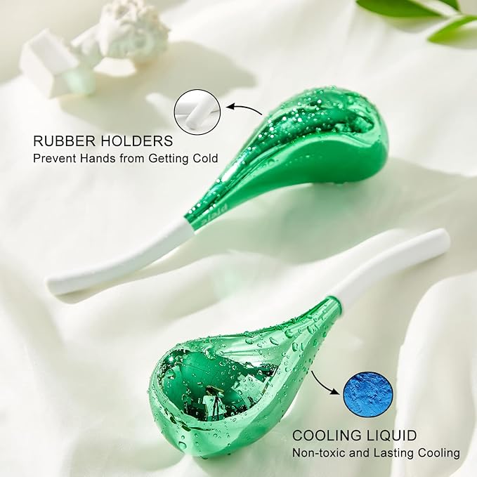 Cryo Sticks for Face, Ice Globes Cryo Globes for Facials, Esthetician Supplies Gifts, Unbreakable Stainless Steel Ice Roller Cooling Spa Balls with Storage Case-BrightBean Baby