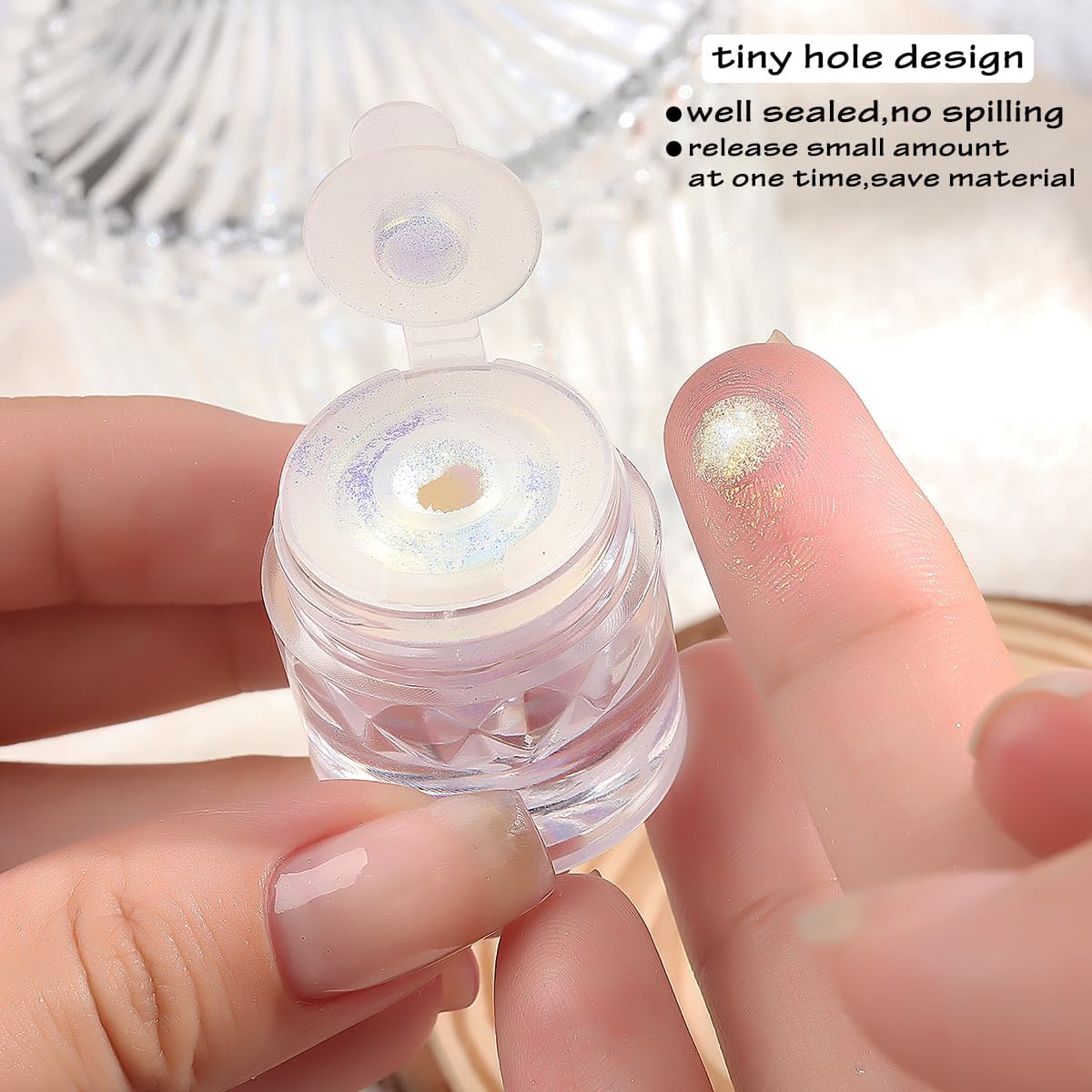 Unicorn Chrome Nail Powder, 1 Box Gold Aurora Powder, Iridescent Chrome Powder Metallic Mirror Effect Pigment, Fairy Powder Mermaid Glitter Dust Shell Pearl Nail Cromer Powder Manicure Dust-BrightBean Baby