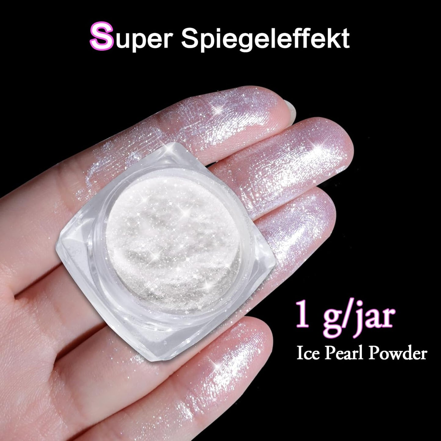 Pearl Chrome Nail Powder:【Super Transparent】 White Pearl Chrome Nail Powder Ice Shimmer Jewelry Transparent Aurora Glazed Donut Chrome Nail Powder for Nails Art DIY-BrightBean Baby
