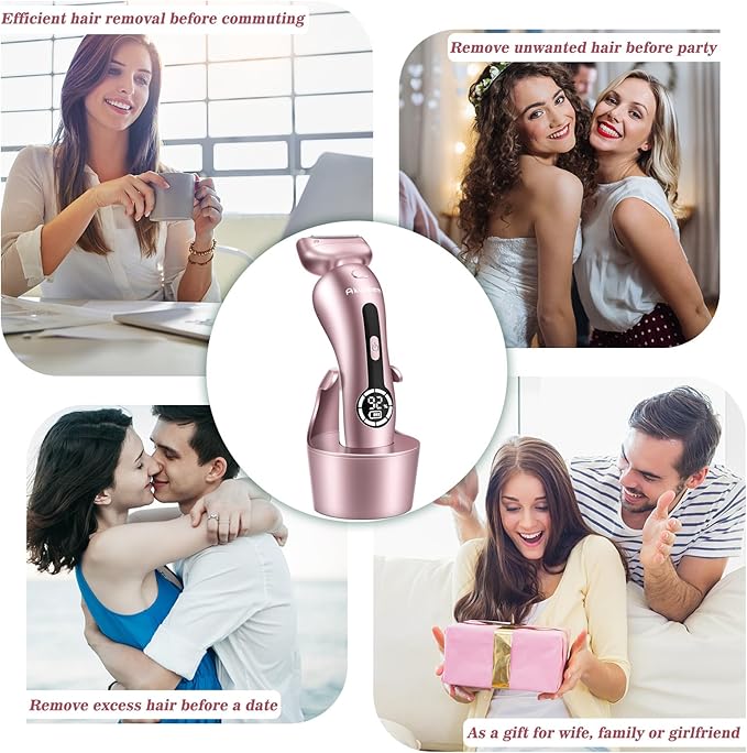 Electric Shaver for Women for Legs Bikini Trimmer Electric Razors for Women Underarm Public Hairs Rechargeable Womens Shaver Wet Dry Use Painless Cordless with Detachable Head (Pink)-BrightBean Baby