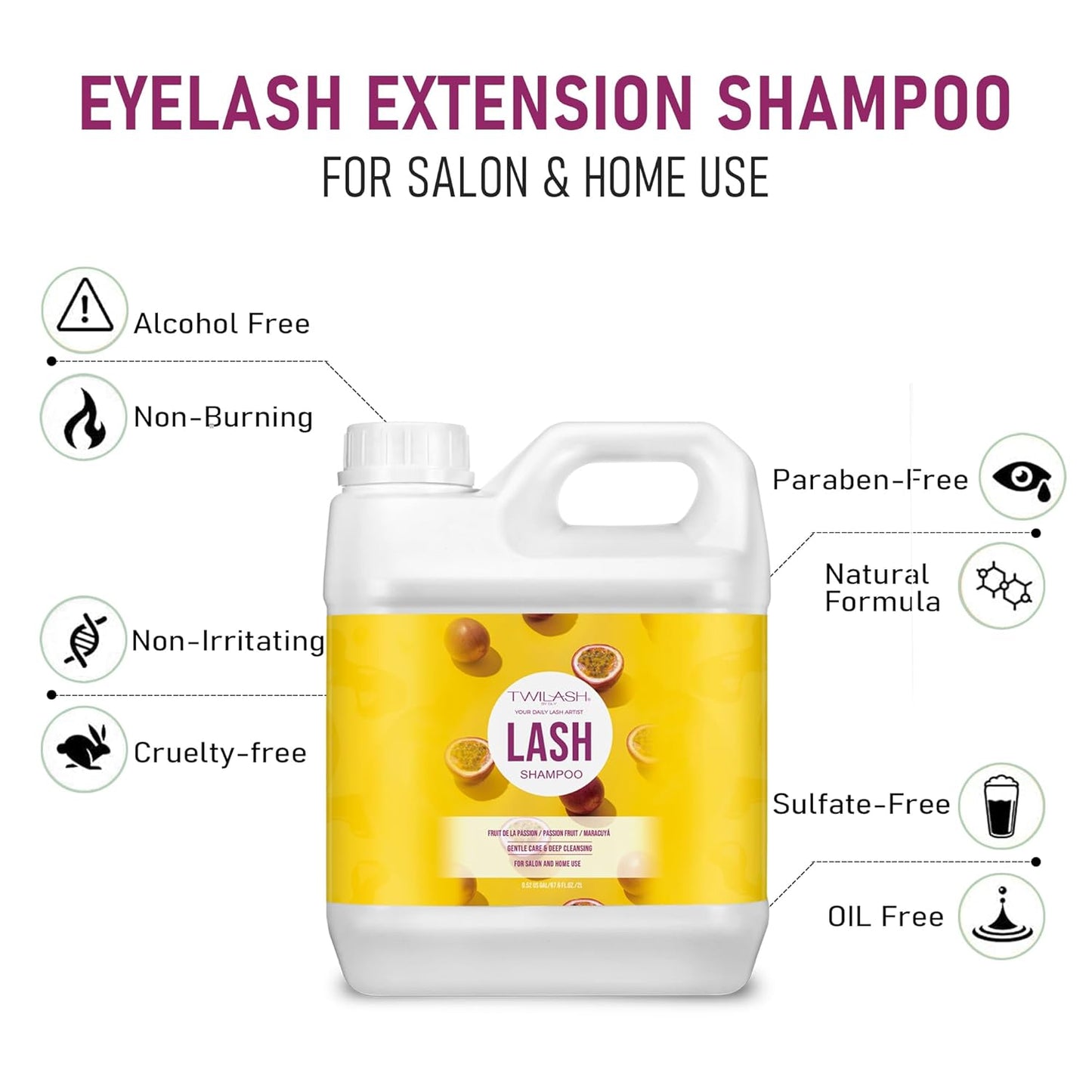 Lash Shampoo Bulk, Eyelash Cleanser for Extensions 2 Liters, Non-irritating or Burning Eyelid Foaming Cleanser for Professional Salon and Home Use (Passion Fruit-2L)-BrightBean Baby
