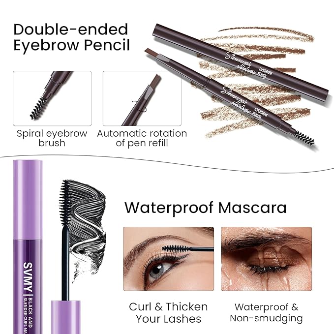 Makeup Present Set for Teen Girl, Travel Makeup Kit for women, Makeup Full Kit for Beginner & Professionals, Makeup Bundle Include 12 Color Matte Eyeshadow Palette, Natutal Foundation, Lip Gloss-BrightBean Baby