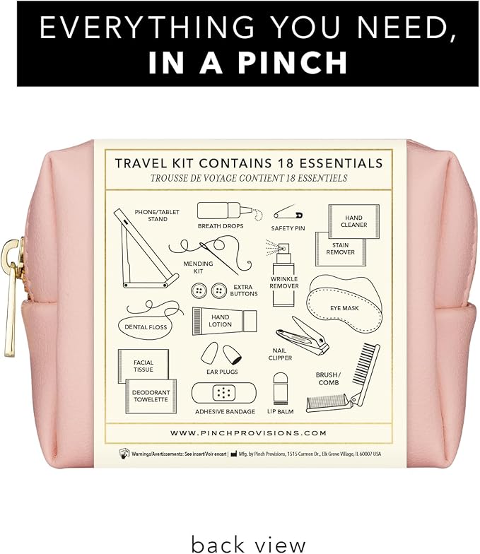Pinch Provisions Travel Kit, includes 18 Must-Have Emergency Essential Items for Travelling, Ideal Road Trip or Airport Gift for Friends, Family & Peers, Portable Pouch-BrightBean Baby