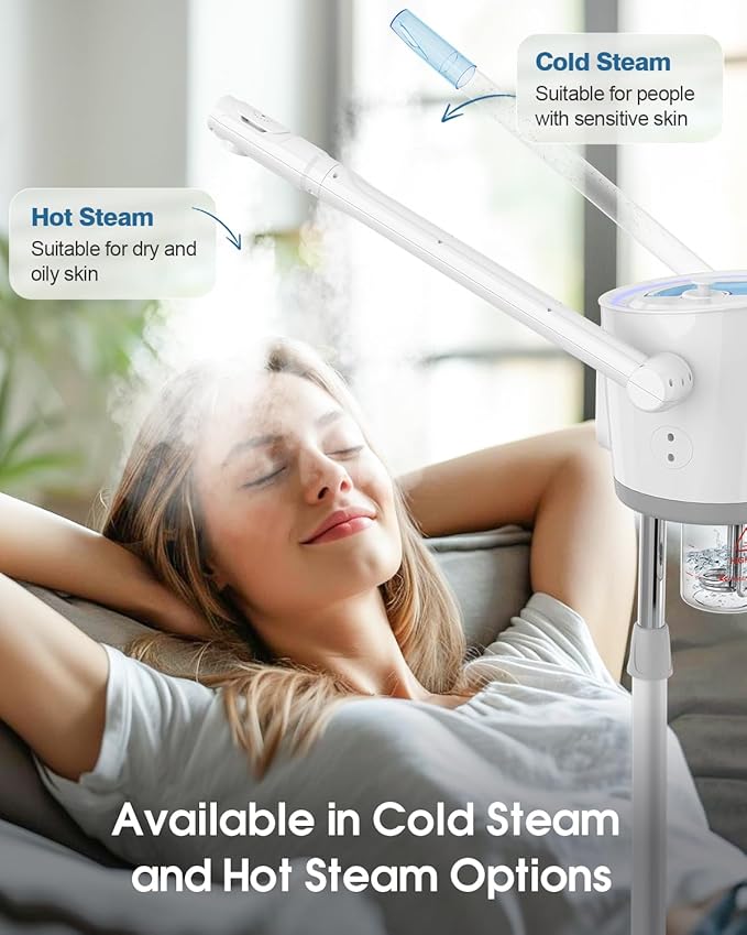 Kingsteam 2 in 1 Hot and Cold Facial Steamer, 30 Min Timer, Ionic Facial Steamer for Home, Esthetician, Professional Nano Water Mist with Large Water Volume for Beauty Salons - Ozone Facial Sprayer-BrightBean Baby
