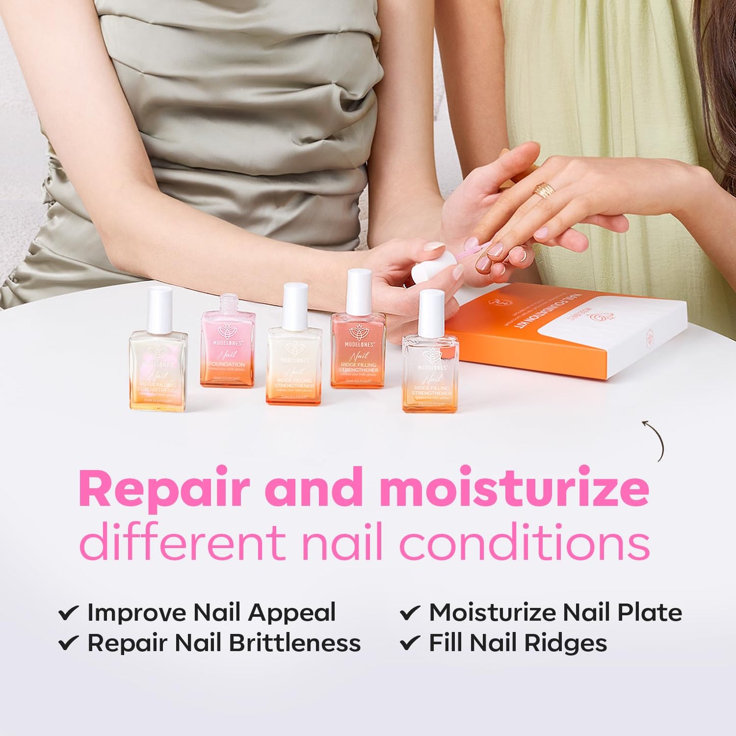 modelones Nail Strengthener Pearl Pink Nail Strengthener and Growth White Nail Polish for Thin Weak & Damaged Nail Repair for Damaged Nails Hardener 15ml-BrightBean Baby