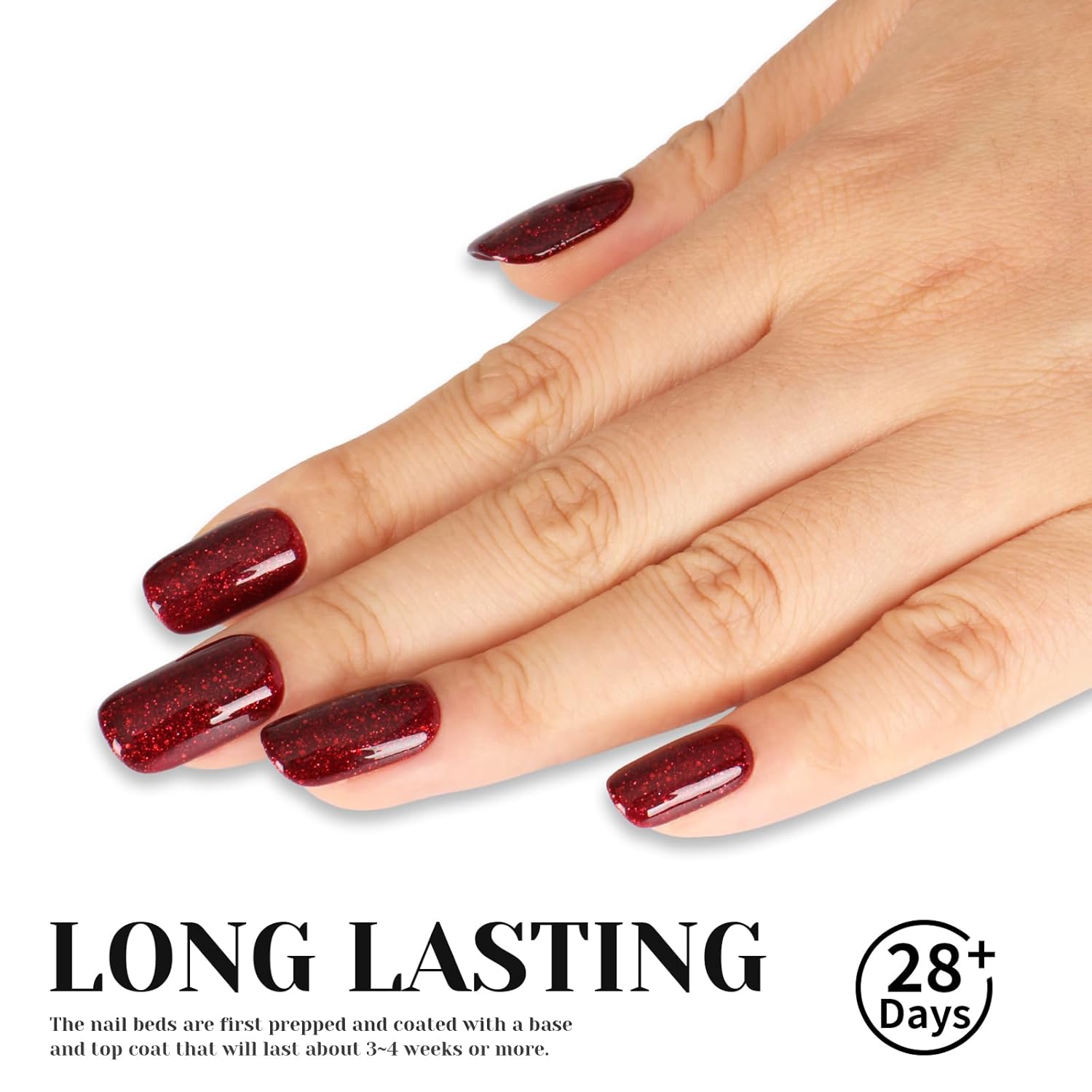 Glitter Red Gel Polish,Sparkly Shimmer Christmas Red Glitter Gel Nail Polish,0.51 Fl Oz Soak Off UV Poinsettia Gel Nail Polish for DIY Nail Art,Holiday Gifts - GP0064-BrightBean Baby