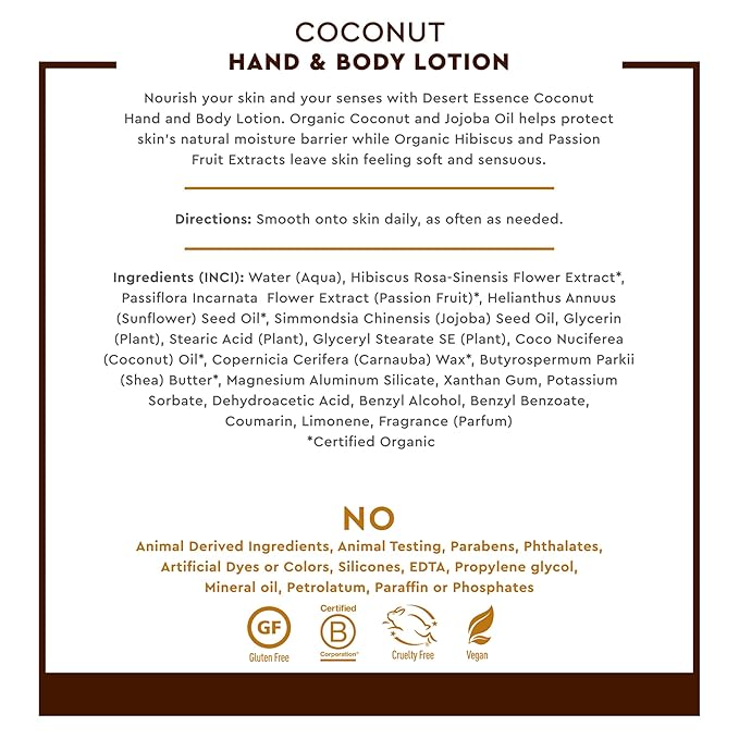 Desert Essence Organic Coconut Hand and Body Lotion 8 fl. oz.-BrightBean Baby