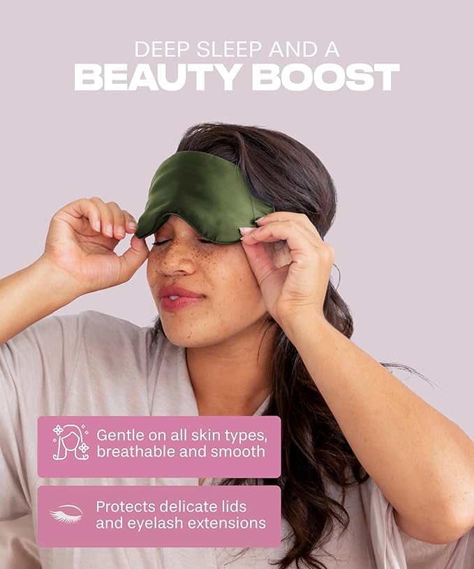 SUNDAYSILKS™ Exclusive Mulberry Silk Sleep Mask | Soft Eye Covers, Blackout Sleeping Mask for Women & Men | Silk Eye Mask for Sleep, Travel, and Relaxation | Antifaz para Dormir [Olive]-BrightBean Baby