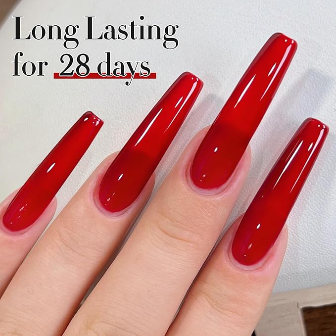 Double Rhythm 0.50 OZ Translucent Gel Polish Same Color Same Bottle Sheer Pastel Neutral Natural Milky 15 ML Jelly UV Nail Art DIY at Home (Burgundy Red-A1485)-BrightBean Baby