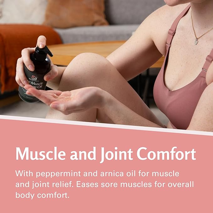 M3 Naturals Arnica Sore Muscle Massage Oil with Collagen, Stem Cells, and Menthol, Anti-Cellulite Therapy for Full Body, Fast-Absorbing Multipurpose Treatment-BrightBean Baby