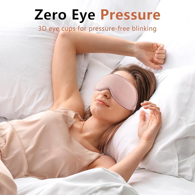 Sleep Mask for Side Sleeper Women Men, Eye Mask for Sleeping Light Blocking, 3D Contoured Cup Sleeping Mask, Soft Breathable Sleep Eye Mask with Adjustable Elastic Strap for Travel Pink-BrightBean Baby