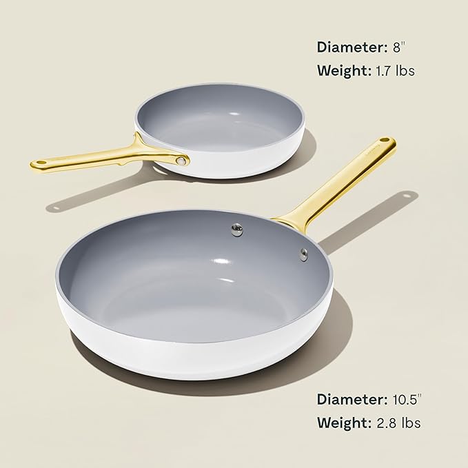 Caraway Fry Pan Duo White - Non-Toxic Ceramic Cookware Set 2 Piece