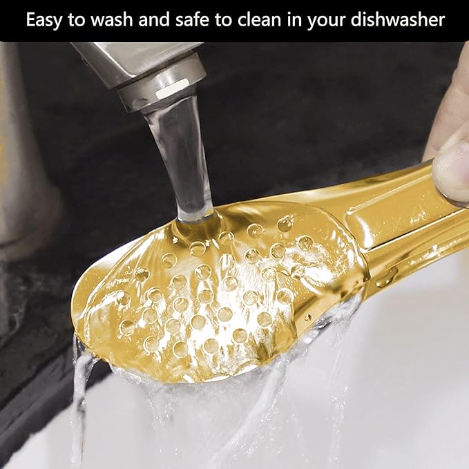 6 Pack Gold Buffet Tongs,Stainless Steel Serving Tongs Serving Utensils (9inch)