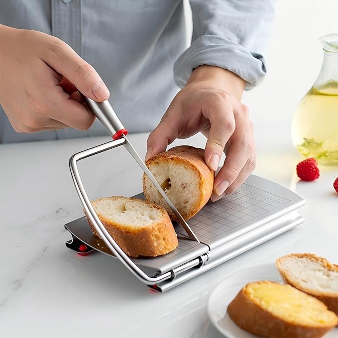 Cheese Slicer Stainless Steel Cheese Slicer with Measurement Scale - for Ham, Butter & Cheese Division