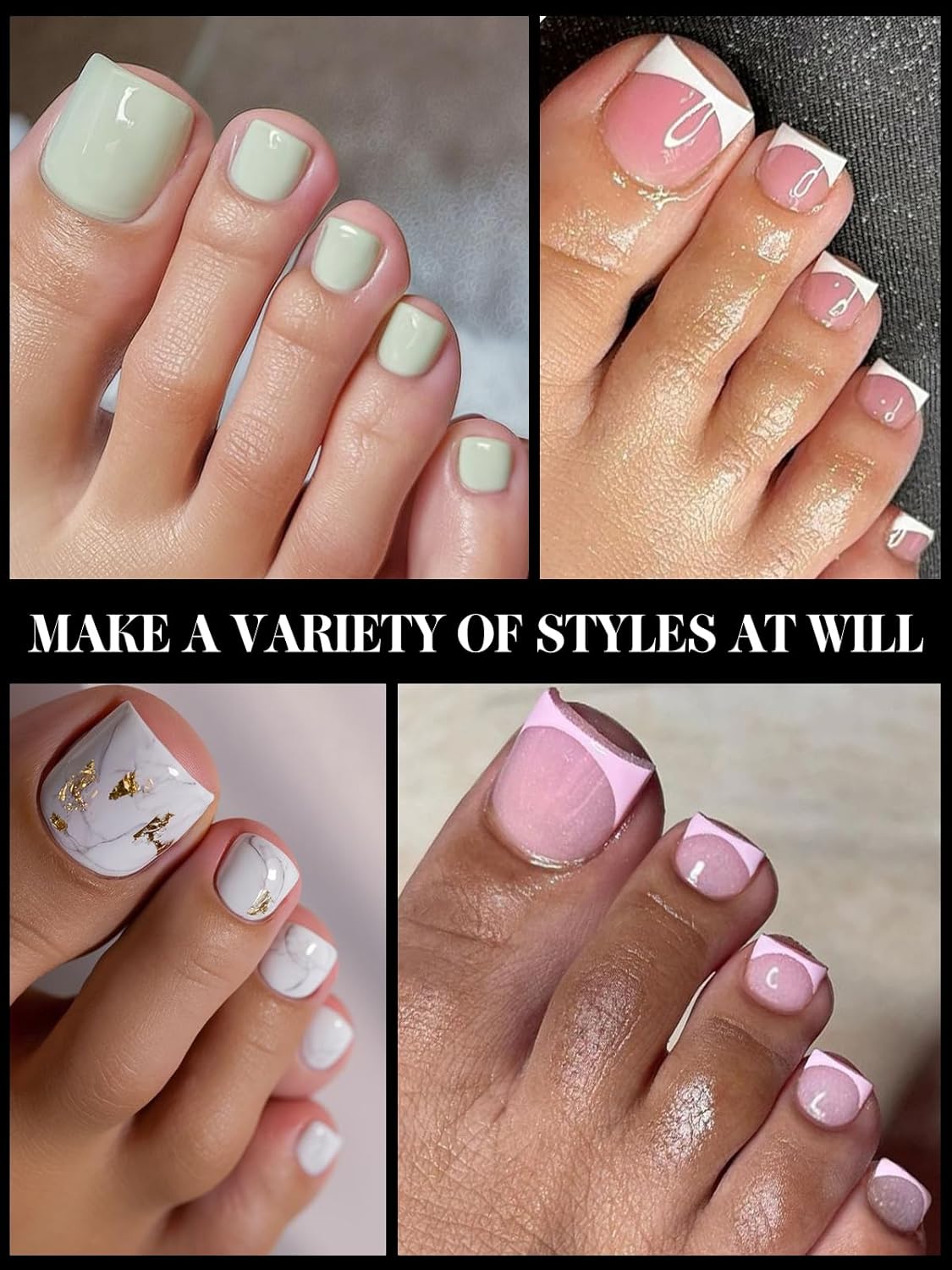 600 Pcs Toe Nail Dual Forms for Poly Extension Gel, EBANKU Toenail Extension Forms Reusable Full Cover Molds for French Tip Acrylic Toenails Pedicure for Salon & DIY at Home 15 Sizes-BrightBean Baby