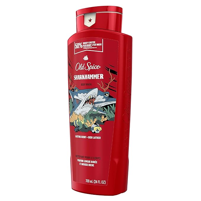 Old Spice Body Wash for Men, Sharkhammer, Long Lasting Lather, 24 fl oz (Pack of 4)-BrightBean Baby