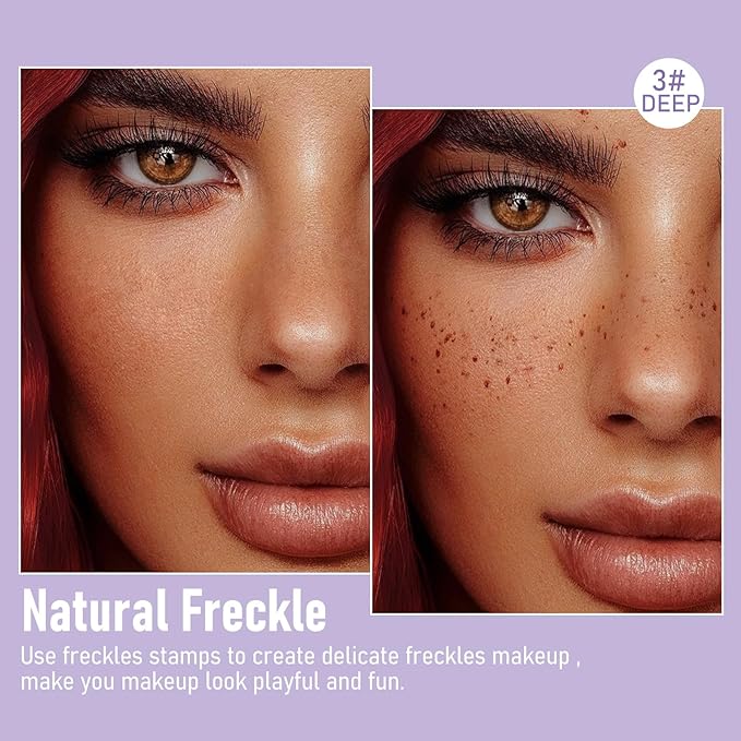 Freckles Stamp Pen, Resistant Faux Liquid Freckle Makeup, Waterproof Sweatproof Quick Dry Long Lasting, Natural Lifelike Sunkissed Matte Finish Fake Freckle Pen-DEEP-BrightBean Baby