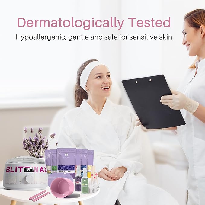 BLITZWAX Brazilian and Bikini Waxing Kit for Women, Hard Wax Warmer for Face, Legs, and Body, At Home Hair Removal Kit, Beginner Friendly, Quick Heating, Frost Reverb Digital Wax Pot-BrightBean Baby